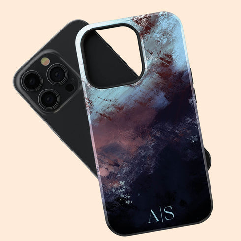 Dark Abstract Oil Paint Custom Initials iPhone Case